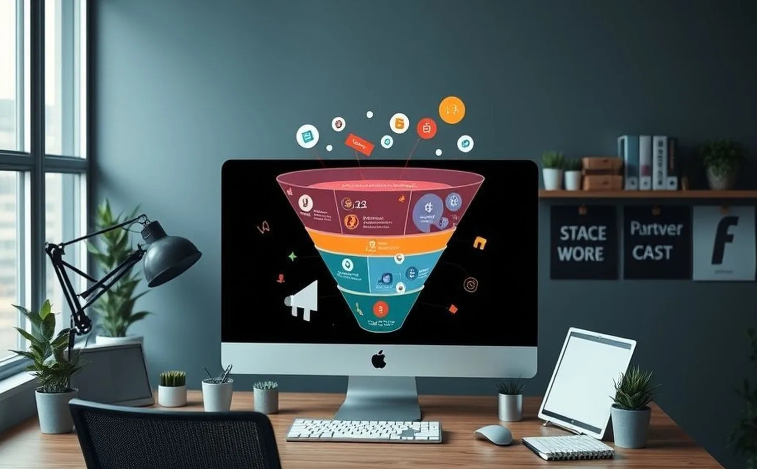 marketing funnel strategy workspace
